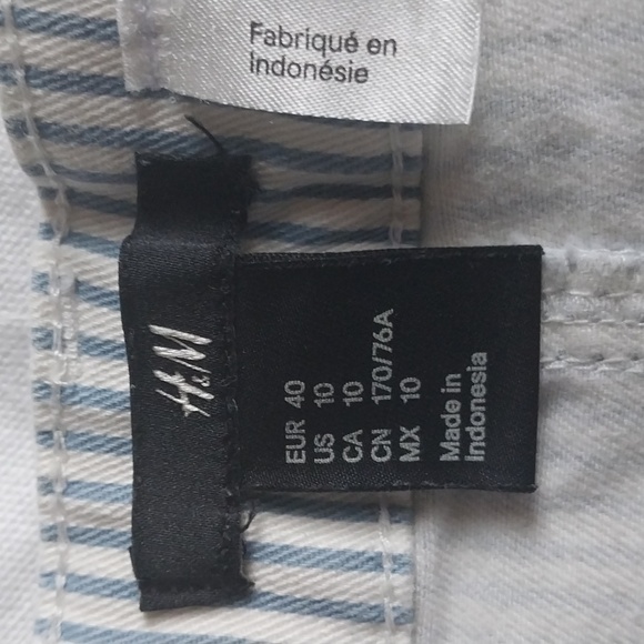 H&M ladies short pants zip up low waist sz 10 in blue stripped - Picture 5 of 6